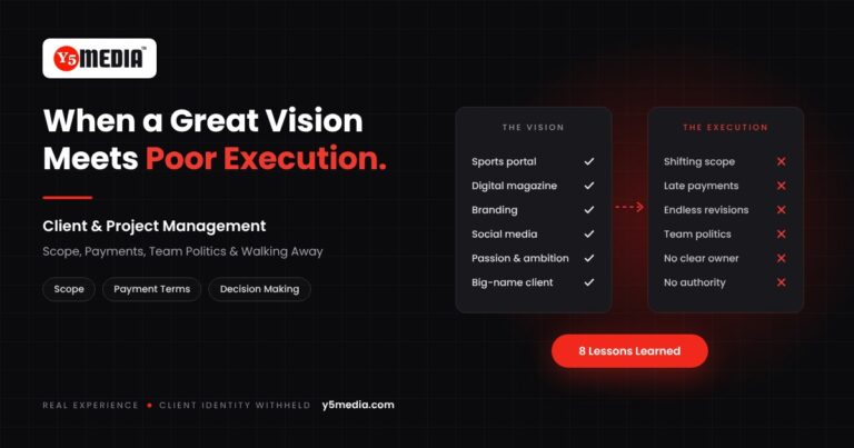 Y5Media real case study: when a great vision meets poor execution, lessons on scope, payments and team politics