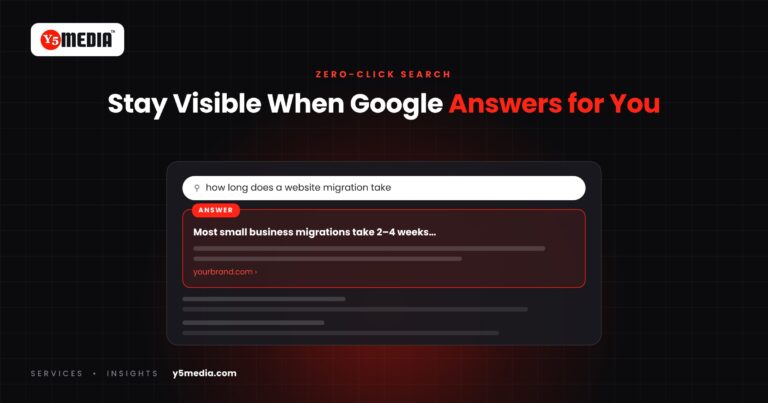 Search results page with a highlighted answer box above organic results illustrating a zero-click search